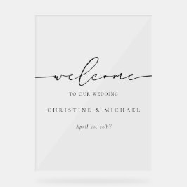 ミニマルエレガントリストのスクリプ結婚ト歓迎 アクリルサイン