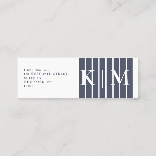 ミニマルエレガントリストのブルーQrコードインテリアデザイナー スキニー名刺 (裏面)