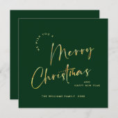 ミニマルエレガントリストのメリークリスマスグリーティング金ゴールド シーズンカード (正面/裏面)