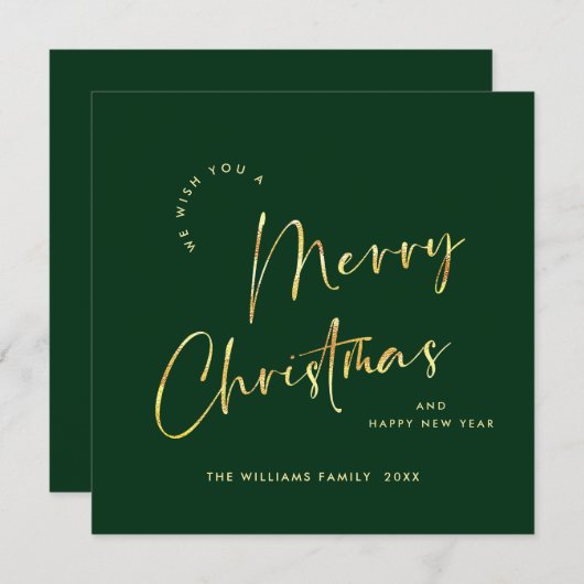 ミニマルエレガントリストのメリークリスマスグリーティング金ゴールド シーズンカード (正面/裏面)