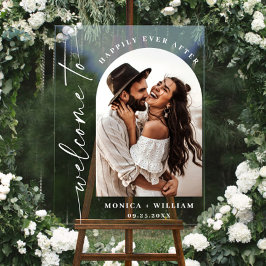 ミニマルエレガントリストの歓迎結婚写真 アクリルサイン