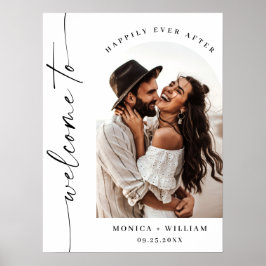ミニマルエレガントリストの歓迎結婚写真 ポスター
