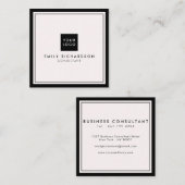 ミニマルエレガントリストの淡いピンクの黒あなたのロゴを追加 スクエア名刺 (正面/裏面)