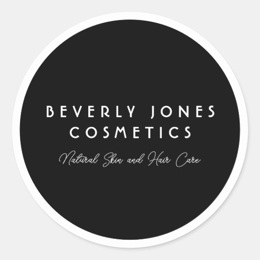 ミニマルエレガントリストの白黒の化粧品ラベル ラウンドシール (正面)