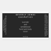 ミニマルエレガントリストの白黒の化粧品ラベル 長方形シール (正面)