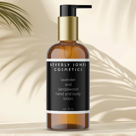 ミニマルエレガントリストの白黒の化粧品ラベル 長方形シール