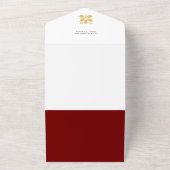 ミニマルエレガントリストの赤/金ゴールド写真 オールインワン招待状 (外側)