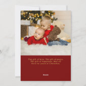 ミニマルエレガントリストの赤/金ゴールド写真 シーズンカード (裏面)