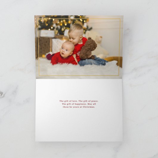 ミニマルエレガントリストの赤/金ゴールド写真 シーズンカード (内部)