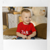 ミニマルエレガントリストの赤/金ゴールド写真 三つ折りクリスマスカード (内部最初)