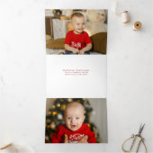 ミニマルエレガントリストの赤/金ゴールド写真 三つ折りクリスマスカード (内部)