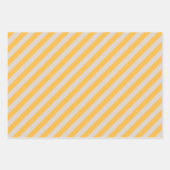 ミニマルエレガントリストの黄色の白いストライプ文字パターン ラッピングペーパーシート (正面2)