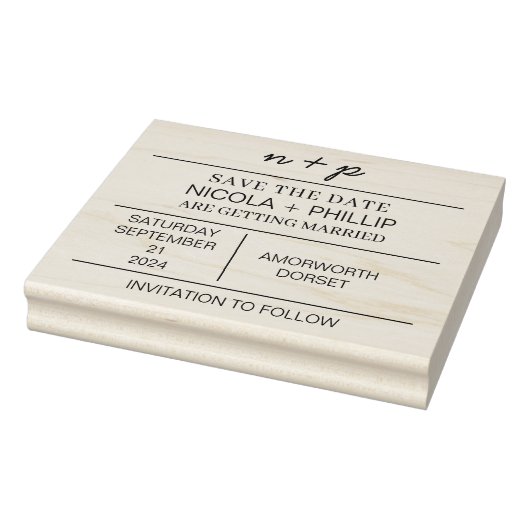 ミニマルエレガントリストは結婚式切手を保存 ラバースタンプ (スタンプ)