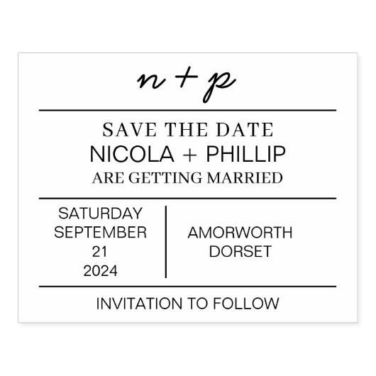 ミニマルエレガントリストは結婚式切手を保存 ラバースタンプ (インプリント)