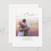 ミニマルエレガントリストをクリーン日付の写真を保存 セーブザデート (正面/裏面)