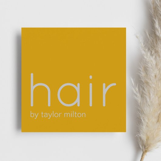 ミニマルエレガントリストイエローグレー美容師 スクエア名刺
