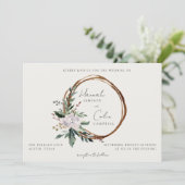 ミニマルエレガントリストウィンターリースホワイトグリーンインバート 招待状 (スタンド正面)