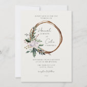 ミニマルエレガントリストウィンターリースホワイトグリーン 招待状 (正面)