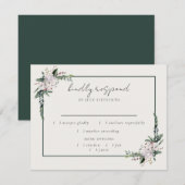 ミニマルエレガントリストウィンターリースホワイトグリーンRSVP 出欠カード (正面/裏面)