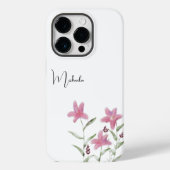 ミニマルエレガントリストウォーターカラーピンクのワイルドフラワー Case-Mate iPhoneケース (裏面)