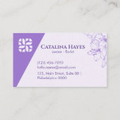 ミニマルエレガントリストオーキッドアイビーフローラソフトラベンダー 名刺 (裏面)