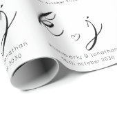 ミニマルエレガントリストカスタムウェディングモノグラム ラッピングペーパー (ロールコーナー)