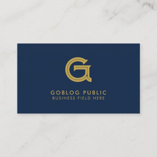 ミニマルエレガントリストカンパニーイニシャルオンダークブルー 名刺 (正面)