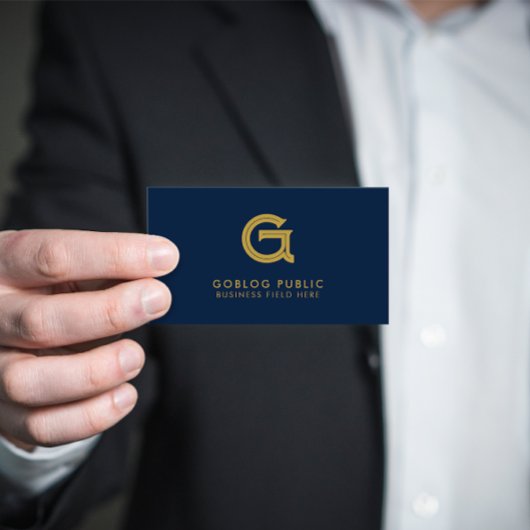 ミニマルエレガントリストカンパニーイニシャルオンダークブルー 名刺