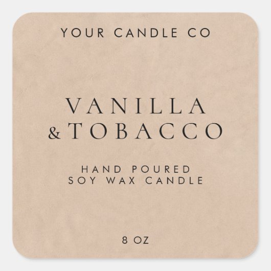 ミニマルエレガントリストクラフトキャンドルラベル スクエアシール (正面)