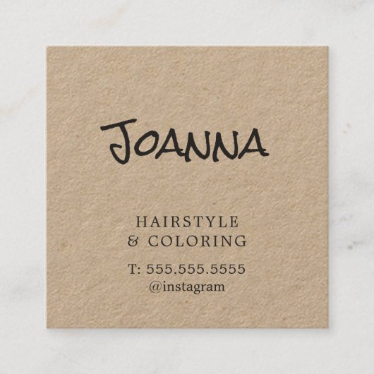 ミニマルエレガントリストクラフトブラック美容師 スクエア名刺 (正面)