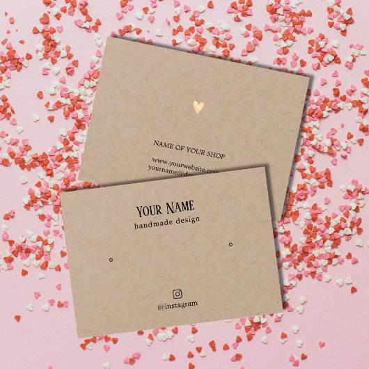 ミニマルエレガントリストクラフト金ゴールドハートイヤリングカード