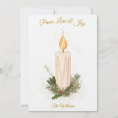 ミニマルエレガントリストクリスマスキャンドルカード 招待状 (正面)