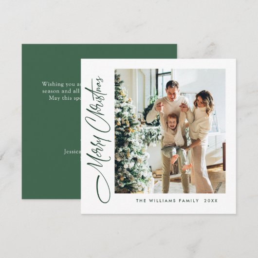 ミニマルエレガントリストクリスマスグリーティングワンフォト シーズンカード (正面/裏面)