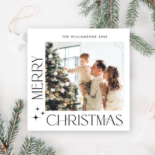 ミニマルエレガントリストクリスマスグリーティングワンフォト シーズンカード