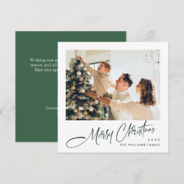 ミニマルエレガントリストクリスマスグリーティングワンフォト シーズンカード