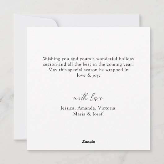 ミニマルエレガントリストクリスマスグリーティングワンフォト シーズンカード (裏面)