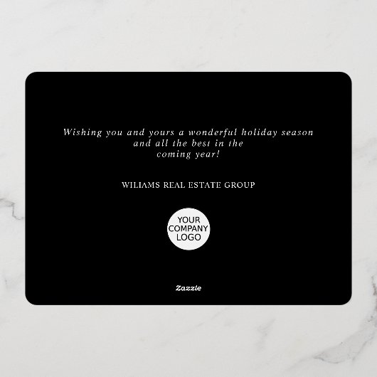 ミニマルエレガントリストクリスマスグリーティング会社金ゴールド 箔シーズンカード (裏面)