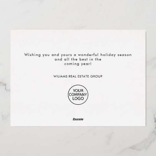 ミニマルエレガントリストクリスマスグリーティング会社金ゴールド 箔シーズンカード (裏面)