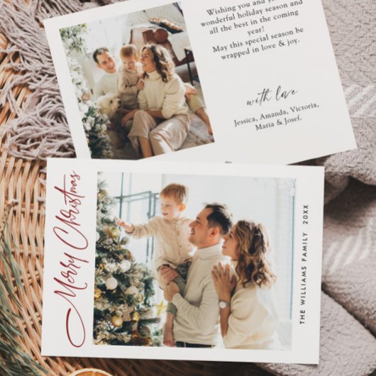 ミニマルエレガントリストクリスマスグリーティング2写真 シーズンカード