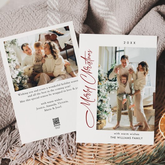 ミニマルエレガントリストクリスマスグリーティング2写真 シーズンカード