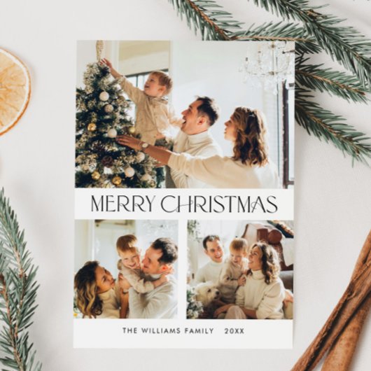 ミニマルエレガントリストクリスマスグリーティング3写真 シーズンカード