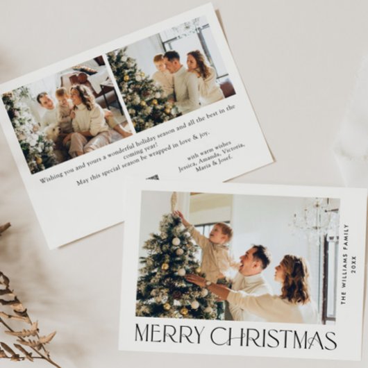 ミニマルエレガントリストクリスマスグリーティング3写真 シーズンカード