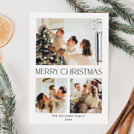 ミニマルエレガントリストクリスマスグリーティング3写真 シーズンカード
