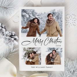 ミニマルエレガントリストクリスマスグリーティング3写真 シーズンカード