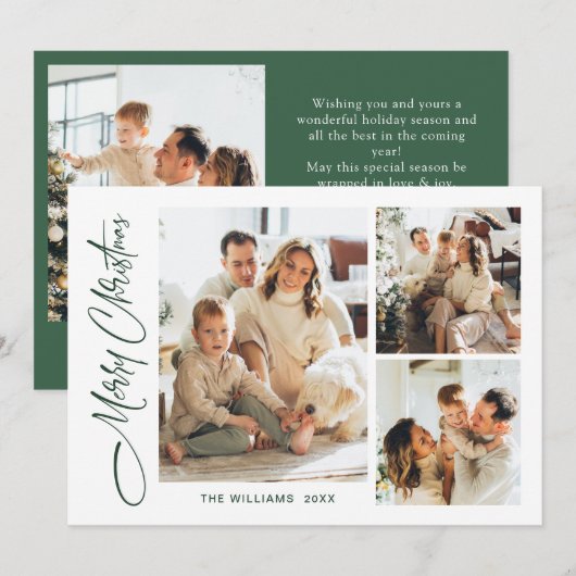 ミニマルエレガントリストクリスマスグリーティング4写真 シーズンカード (正面/裏面)