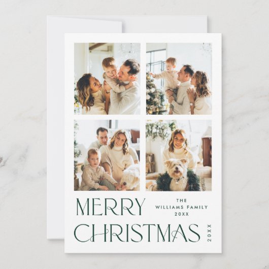 ミニマルエレガントリストクリスマスグリーティング4写真 シーズンカード (正面)