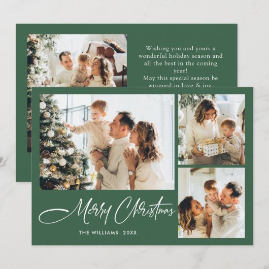ミニマルエレガントリストクリスマスグリーティング4写真 シーズンカード (正面/裏面)