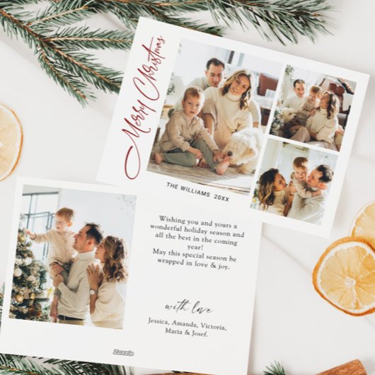 ミニマルエレガントリストクリスマスグリーティング4写真 シーズンカード