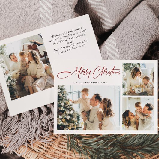 ミニマルエレガントリストクリスマスグリーティング4写真 シーズンカード