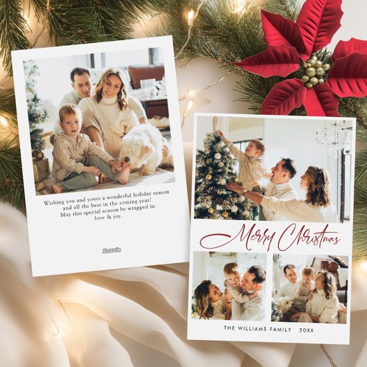 ミニマルエレガントリストクリスマスグリーティング4写真 シーズンカード